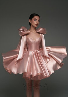 Вечернее платье Принцесс Пинк Перл-V70469. С пышной юбкой, короткое без шлейфа.