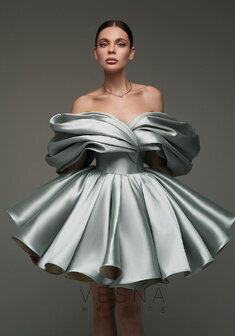 Вечернее платье Рафаэлла Минт-V70474. С пышной юбкой, короткое без шлейфа.