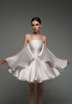 Вечернее платье Эйприл Лайт Пинк-V70483. С пышной юбкой, короткое без шлейфа.