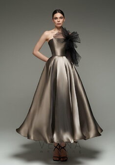 Вечернее платье Грейс Флер Мокко-V70488. А-силуэт, длинное без шлейфа.