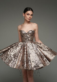 Вечернее платье Принцесс Мокко Шанхай-V70491. С пышной юбкой, короткое без шлейфа.