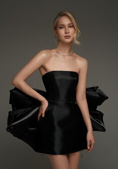 Вечернее платье Жаклин Нуар-V70493. С прямой юбкой, короткое без шлейфа.