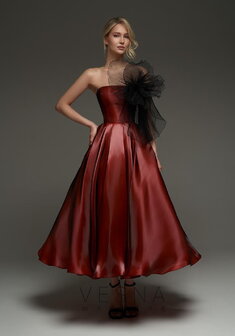 Вечернее платье Грейс Флер Бордо-V70496. А-силуэт, длинное без шлейфа.