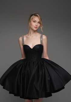 Вечернее платье Аура Нуар Мини-V70517. С пышной юбкой, короткое без шлейфа.