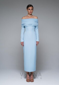 Вечернее платье Селеста Скай-V70532. С прямой юбкой, длинное без шлейфа.