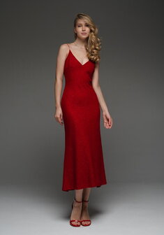 Вечернее платье Нюдос Руж-V70553. А-силуэт, длинное без шлейфа.