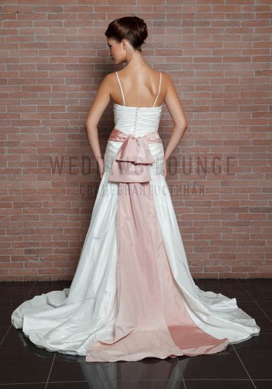 Свадебное платье Глория с розовым поясом-W43241 - Свадебная гостиная Wedding Lounge