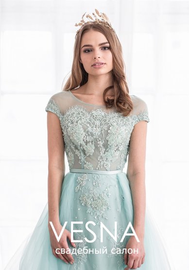 Вечернее платье Филиппина Минт-V64809 - Свадебный салон Vesna