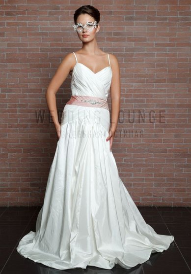 Свадебное платье Глория с розовым поясом-W43241 - Свадебная гостиная Wedding Lounge