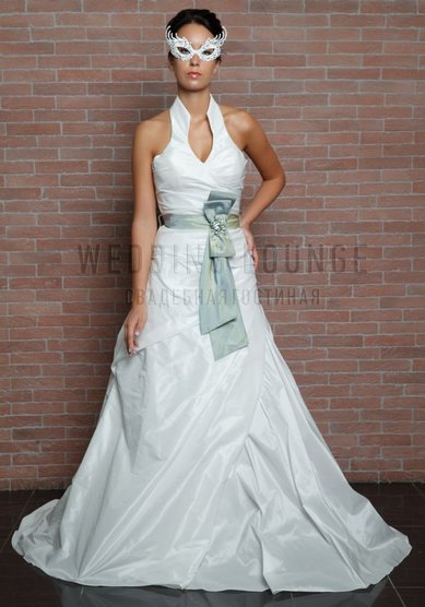 Свадебное платье Глория с голубым поясом-W43242 - Свадебная гостиная Wedding Lounge