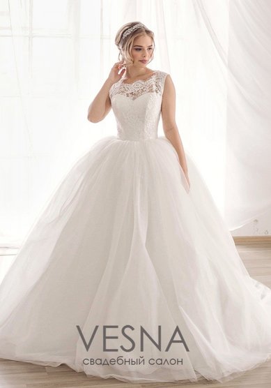 Свадебное платье Верония без рукавов-V58435 - Свадебный салон Vesna