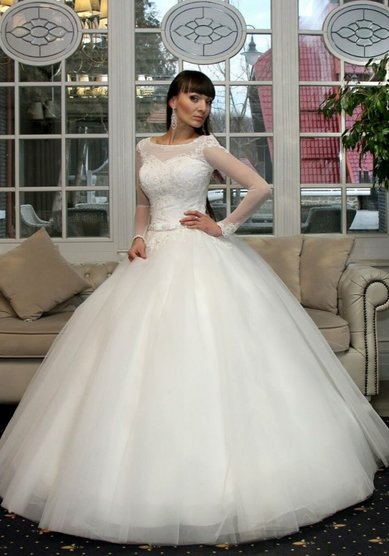 Свадебное платье Нежность (с рукавом)-V59870 - Свадебный салон VESTA-BRIDE