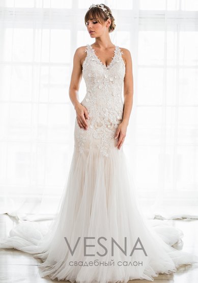 Свадебное платье Франческа Пудра-V61242 - Свадебный салон Vesna