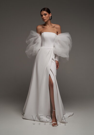 Свадебное платье Руми с Рукавами-V69820 - Свадебный салон Vesna