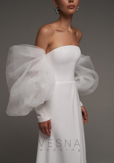 Свадебное платье Руми с Рукавами-V69820 - Свадебный салон Vesna