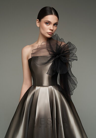 Вечернее платье Ника миди Мокко-V69827 - Свадебный салон Vesna