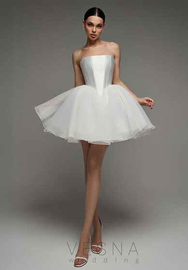 Свадебное платье Элиф Мини Вайт-V70034 - Свадебный салон Vesna