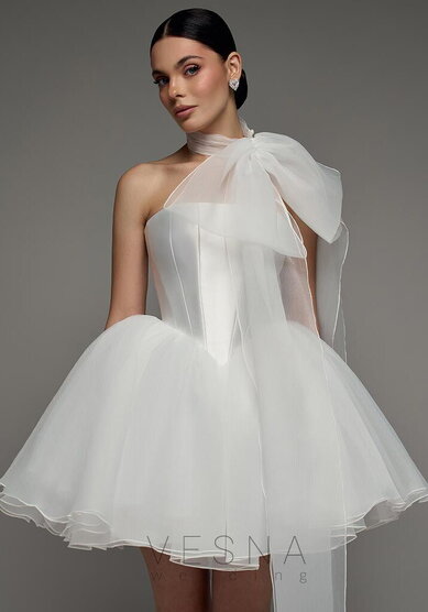 Свадебное платье Элиф Мини Вайт-V70034 - Свадебный салон Vesna