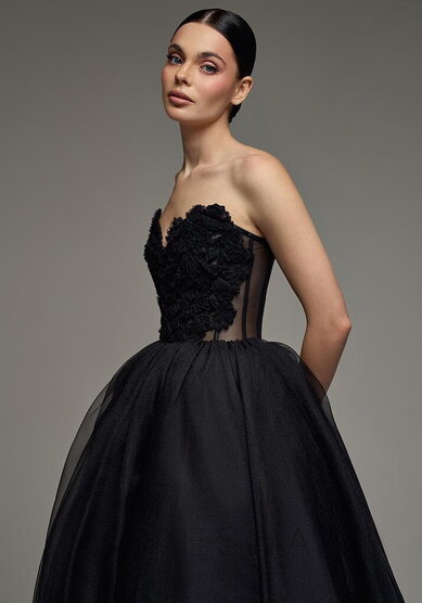 Вечернее платье Прим Миди Дарк-V70036 - Свадебный салон Vesna