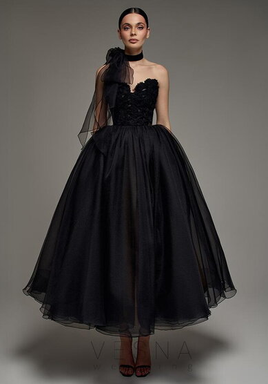 Вечернее платье Прим Миди Дарк-V70036 - Свадебный салон Vesna