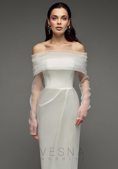 Свадебное платье Пайпер Айвори + Вуаль-V70045 - Свадебный салон Vesna