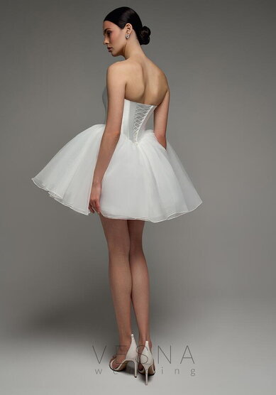 Свадебное платье Элиф Мини Вайт + Шарф-V70220 - Свадебный салон Vesna