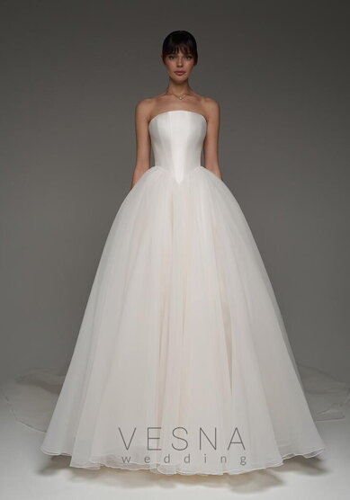 Свадебное платье Элиф Крем-V70236 - Свадебный салон Vesna