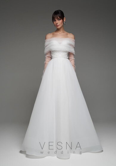 Свадебное платье Мари Вайт Органза + Вуаль-V70241 - Свадебный салон Vesna