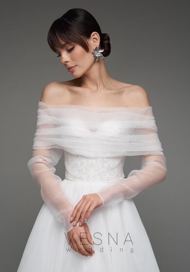 Свадебное платье Мари Вайт Органза + Вуаль-V70241 - Свадебный салон Vesna