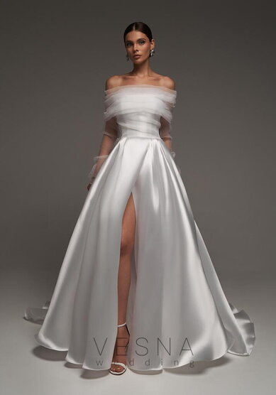 Свадебное платье Шадэ Силк Вуаль-V70248 - Свадебный салон Vesna