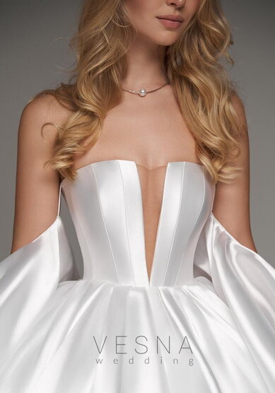 Свадебное платье Тильда Силк Вайт-V70252 - Свадебный салон Vesna
