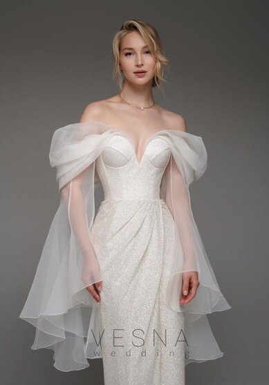 Свадебное платье Джессика Клауд с Рукавами-V70262 - Свадебный салон Vesna