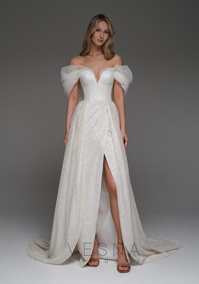 Свадебное платье Джессика Клауд + Шлейф-V70265 - Свадебный салон Vesna