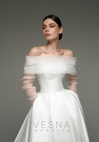Свадебное платье Шадэ Вуаль-V70268 - Свадебный салон Vesna