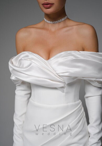 Свадебное платье Тиффани Мини Вайт-V70271 - Свадебный салон Vesna