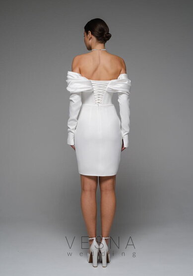 Свадебное платье Тиффани Мини Вайт-V70271 - Свадебный салон Vesna
