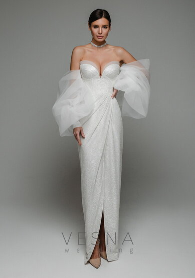 Свадебное платье Джессика Вайт-V70301 - Свадебный салон Vesna