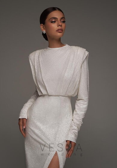 Свадебное платье Джина Серебро-V70314 - Свадебный салон Vesna