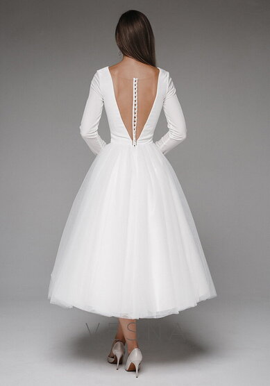 Свадебное платье Бридж Милк Люкс-V70327 - Свадебный салон Vesna