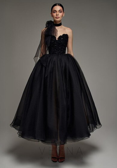 Вечернее платье Прим Миди Дарк + Шарф-V70335 - Свадебный салон Vesna