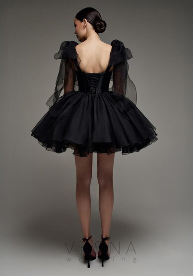 Вечернее платье Ника Вуаль Блэк-V70336 - Свадебный салон Vesna