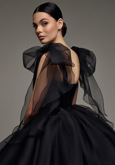 Вечернее платье Ника Вуаль Блэк-V70336 - Свадебный салон Vesna