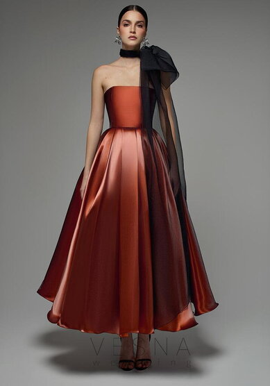 Вечернее платье Грейс Терракот + Шарф-V70354 - Свадебный салон Vesna