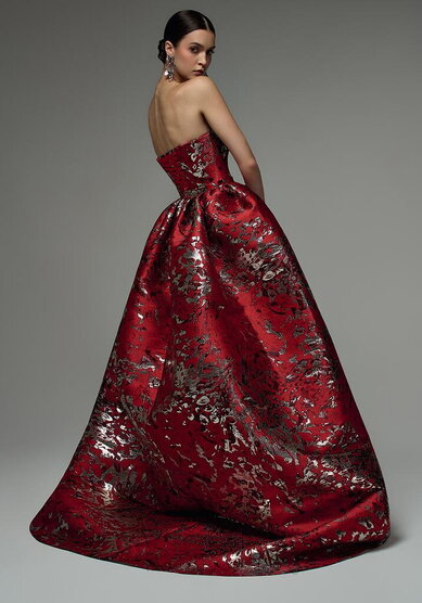 Вечернее платье Пайпер Шанхай Рэд + Шлейф-V70357 - Свадебный салон Vesna