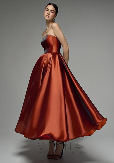 Вечернее платье Грейс Терракот + Вуаль Бант-V70359 - Свадебный салон Vesna