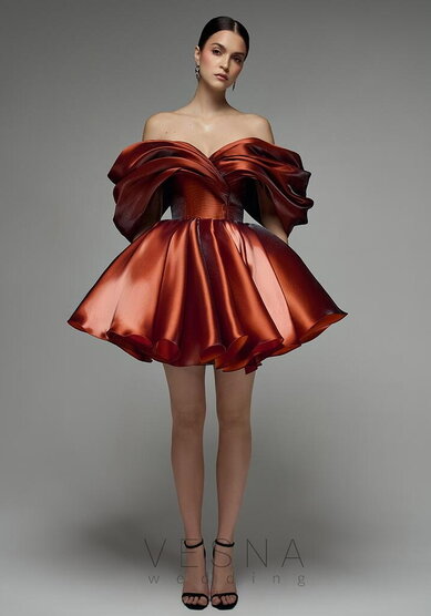 Вечернее платье Рафаэлла Терракот-V70361 - Свадебный салон Vesna