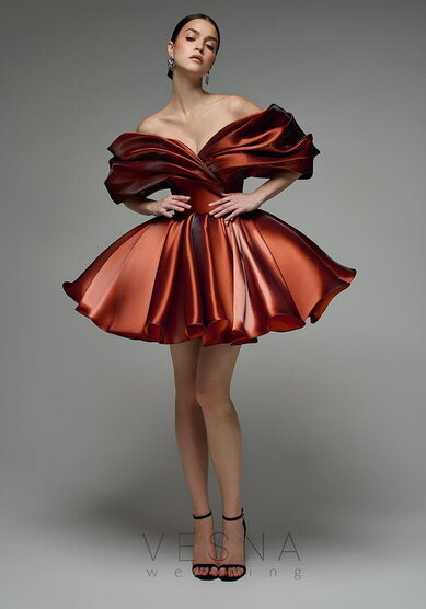 Вечернее платье Рафаэлла Терракот-V70361 - Свадебный салон Vesna
