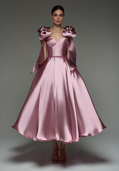 Вечернее платье Принцесс Миди Пион-V70368 - Свадебный салон Vesna