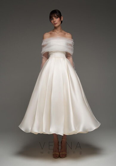 Вечернее платье Грейс Крем + Вуаль-V70379 - Свадебный салон Vesna