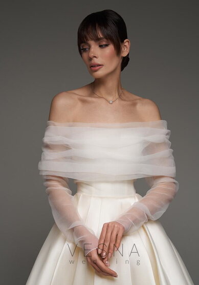 Вечернее платье Грейс Крем + Вуаль-V70379 - Свадебный салон Vesna